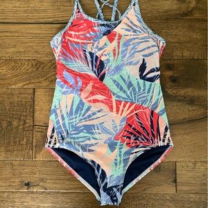 Athleta Palm Oasis Girls One Piece Swimsuit size L/12
